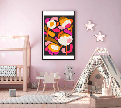 Modern Scandinavian Flower Wall Art Print. Kirsten Katz