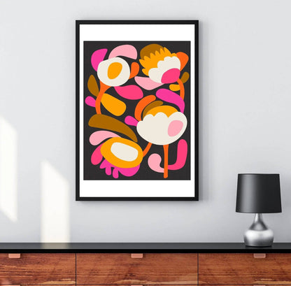 Modern Scandinavian Flower Wall Art Print. Kirsten Katz
