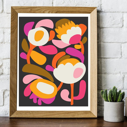 Modern Scandinavian Flower Wall Art Print. Kirsten Katz