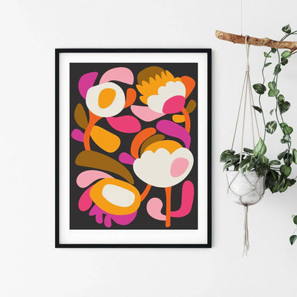 Modern Scandinavian Flower Wall Art Print. Kirsten Katz