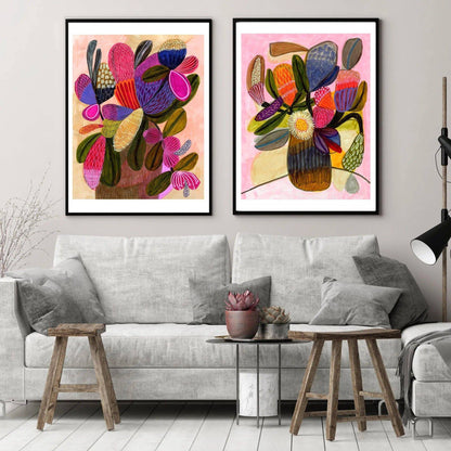 Modern Still Life Wall Art Print Set with Native Flowers Kirsten Katz