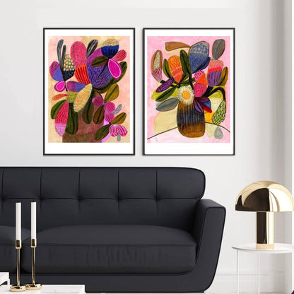 Modern Still Life Wall Art Print Set with Native Flowers Kirsten Katz