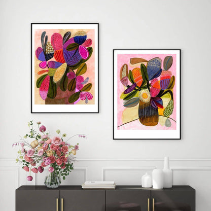 Modern Still Life Wall Art Print Set with Native Flowers Kirsten Katz