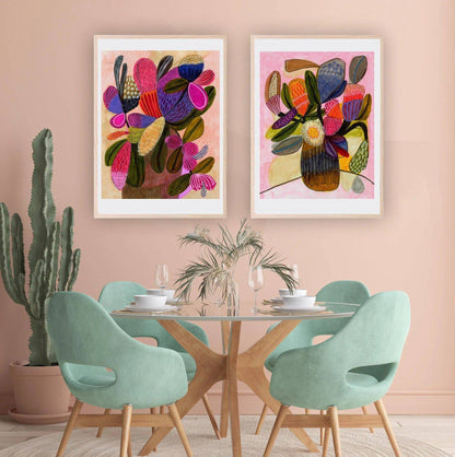 Modern Still Life Wall Art Print Set with Native Flowers Kirsten Katz