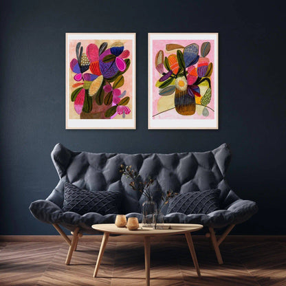 Modern Still Life Wall Art Print Set with Native Flowers Kirsten Katz