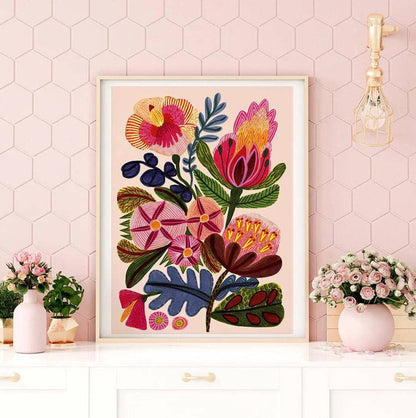 Paradisio Flowers Botanical Art Print Kirsten Katz