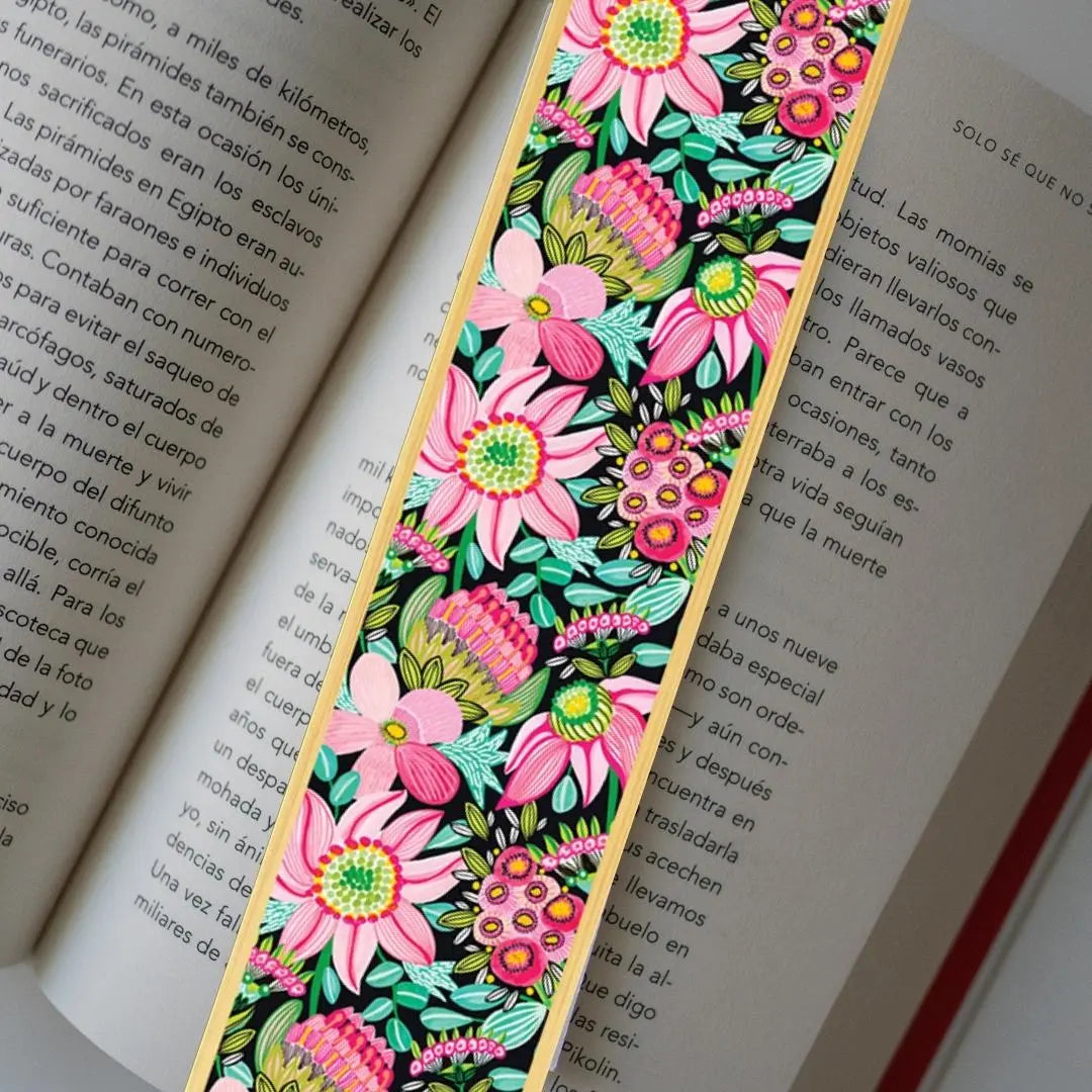 Pastel Flowers Australian Wooden Bookmark - Kirsten Katz