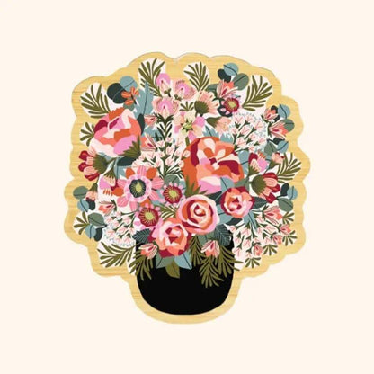Peonies & Roses Australian Wooden Brooch - Kirsten Katz