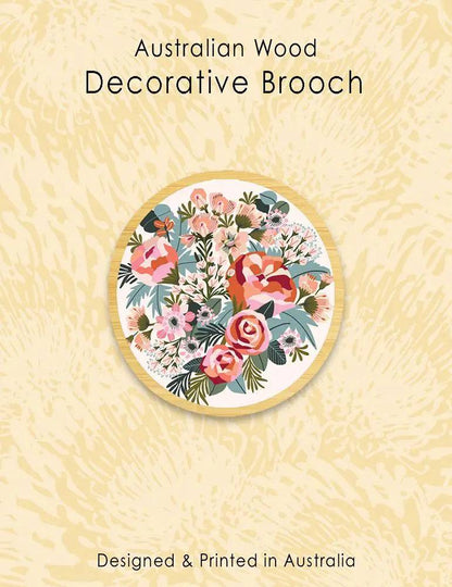 Peonies Wooden Brooch Kirsten Katz