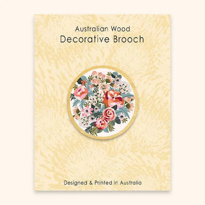 Peonies Wooden Brooch Kirsten Katz