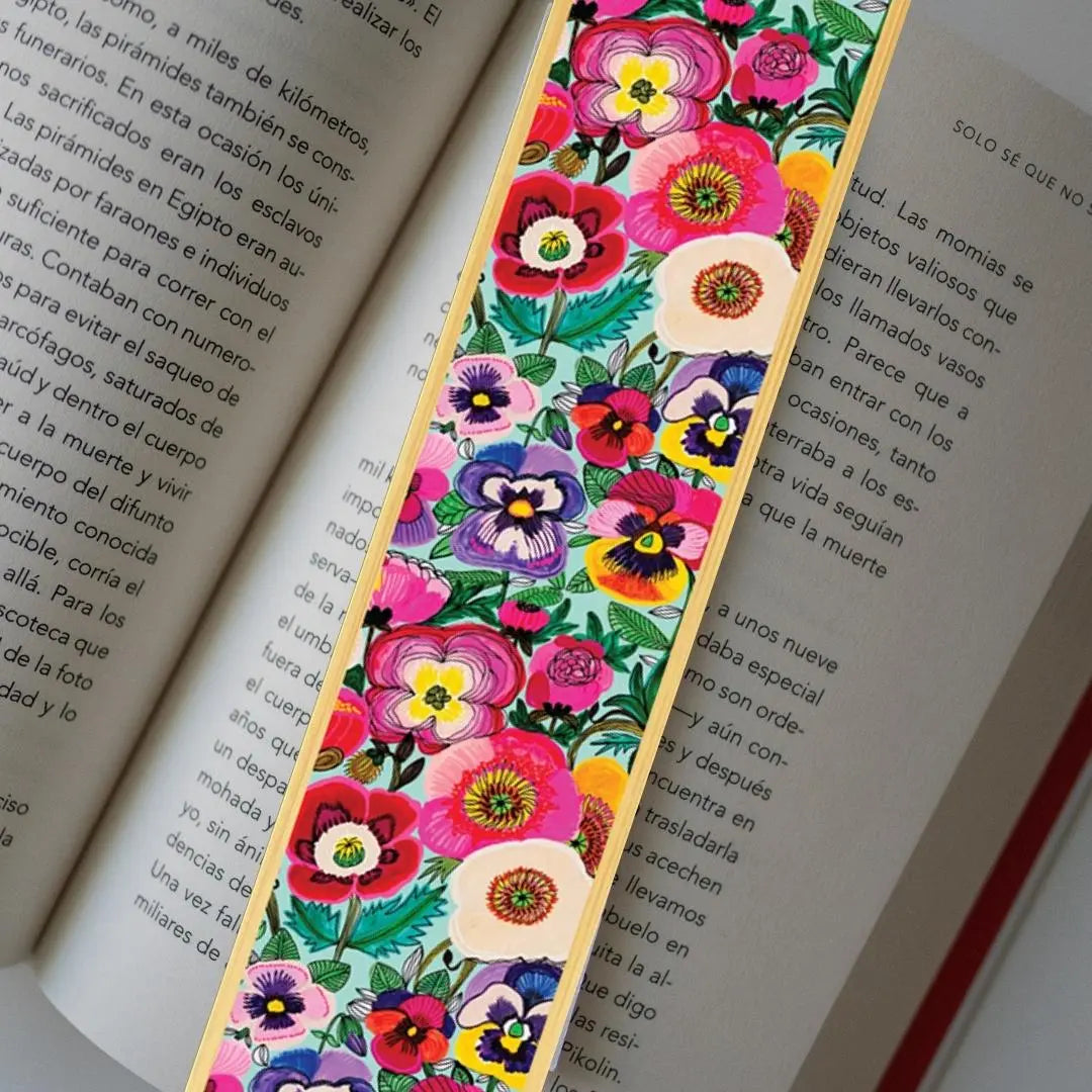 Poppies & Pansy Flowers Australian Wooden Bookmark - Kirsten Katz