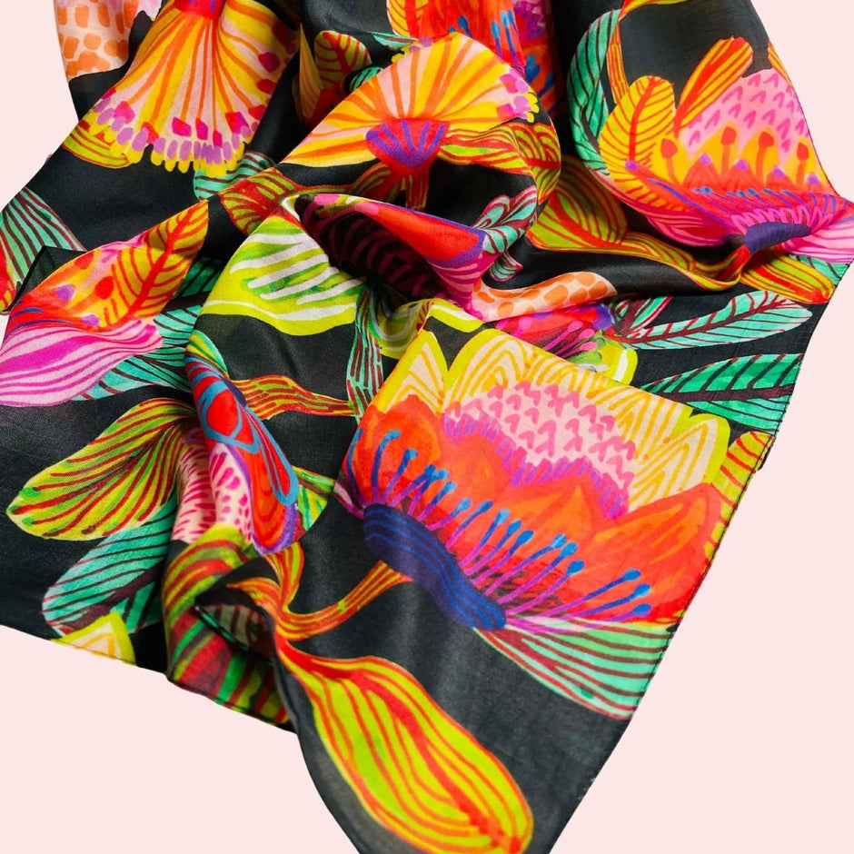 Designer Silk Scarves With Modern Botanical Prints Native Australian designer-silk-scarves-with-modern-botanical-prints-native-australian