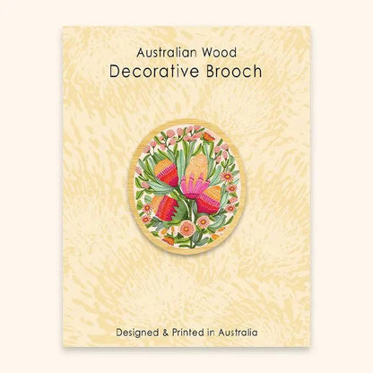 Protea Flowers Wooden Brooch Kirsten Katz