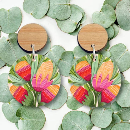 Protea Flowers Wooden Earrings - Kirsten Katz