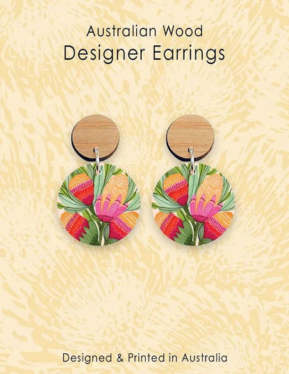 Protea Flowers Wooden Earrings - Kirsten Katz