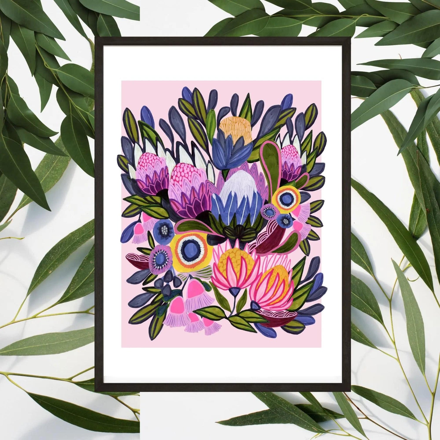 Protea Magnifica Modern Wall Art Print of an Original Painting by Australian artist Kirsten Katz