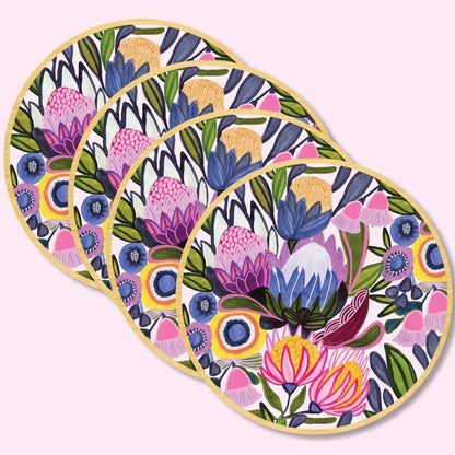 Protea Magnifica Tea Towel & Coaster Set by Australian artist and designer Kirsten Katz