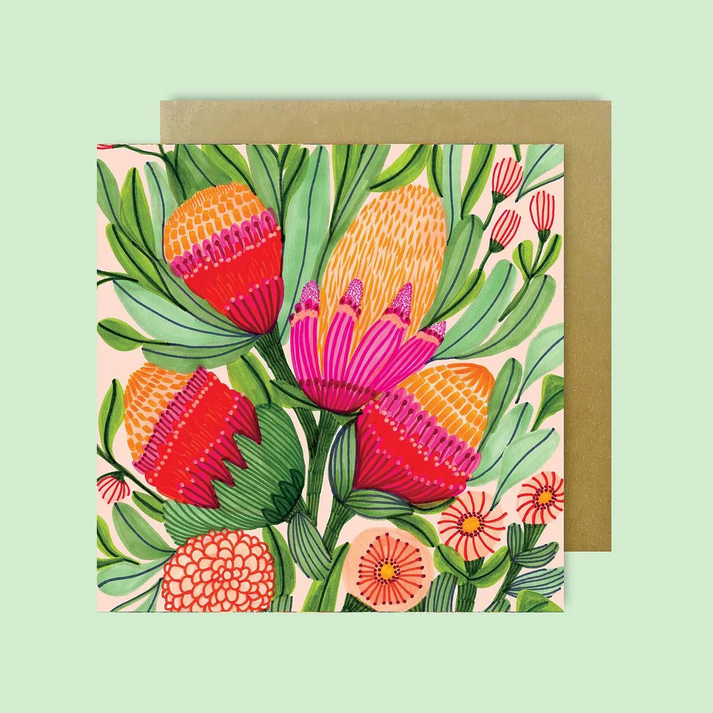 Proteas Gum Blossoms Magnet & Card Set Kirsten Katz