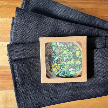 Rainforest Flowers Australian Wooden Coaster & Napkin Set - Kirsten Katz