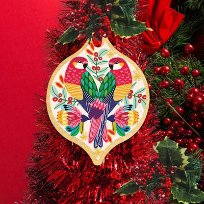 Rosella Birds Christmas Bauble Kirsten Katz