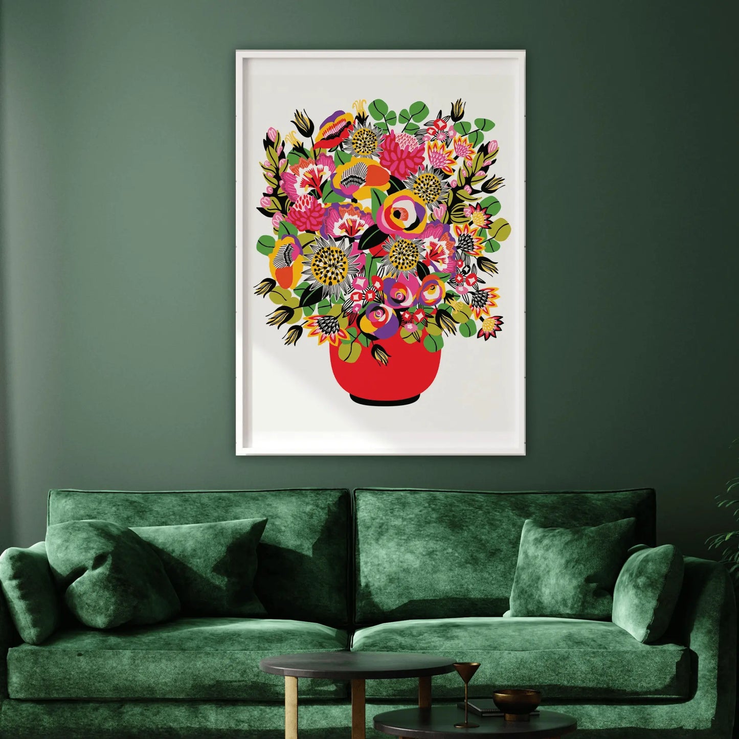 Roses and Lilies In Vase Modern Art Print Kirsten Katz