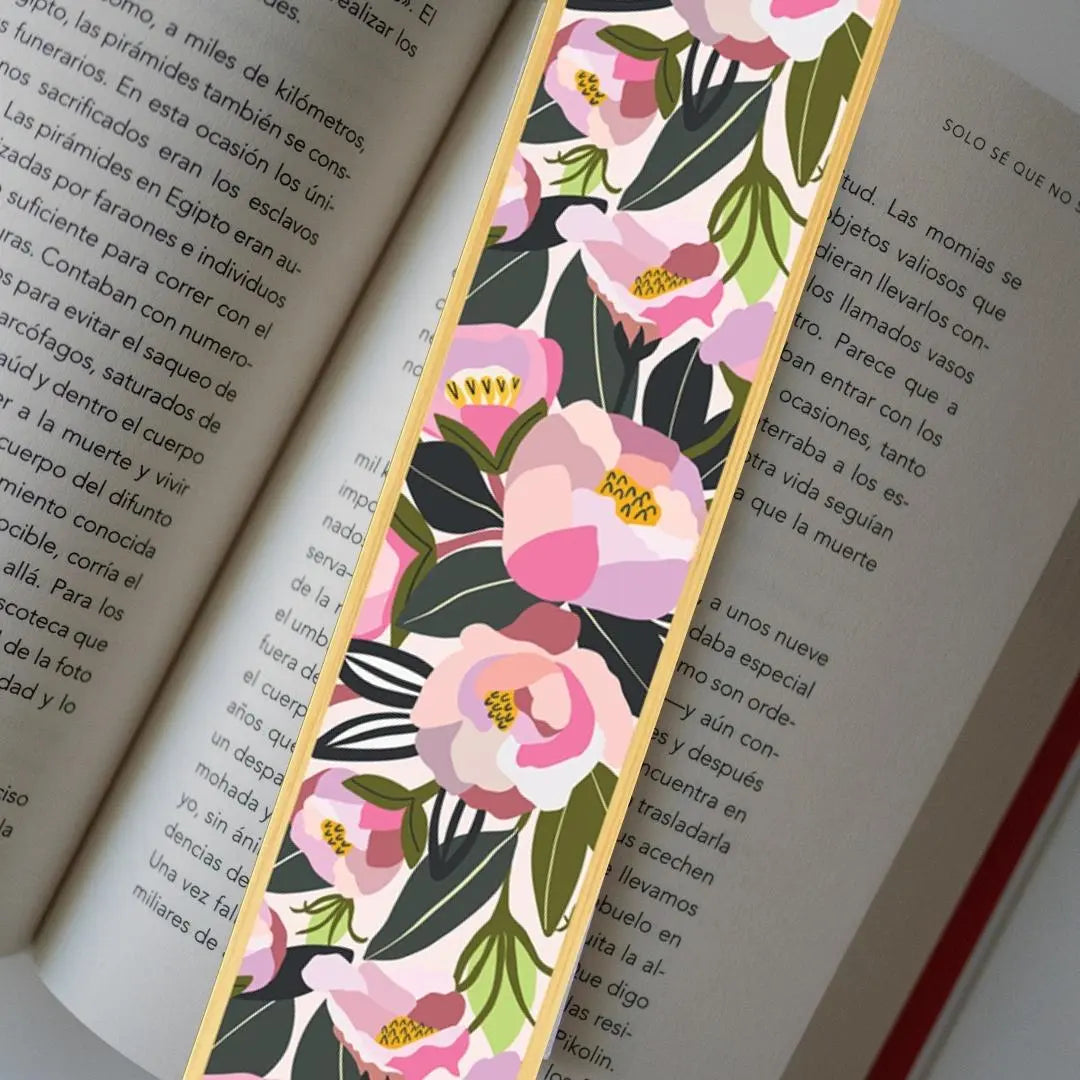 Roses and Peonies Australian Wooden Bookmark - Kirsten Katz
