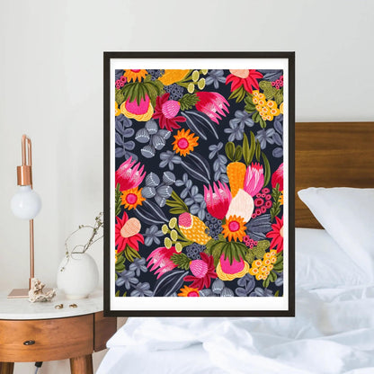 White Protea & Bush Flowers Art Print Kirsten Katz
