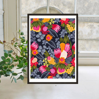White Protea & Bush Flowers Art Print Kirsten Katz