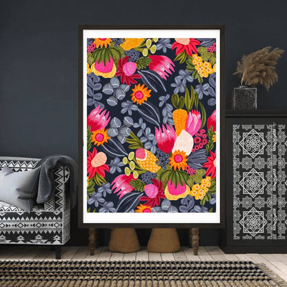 White Protea & Bush Flowers Art Print Kirsten Katz