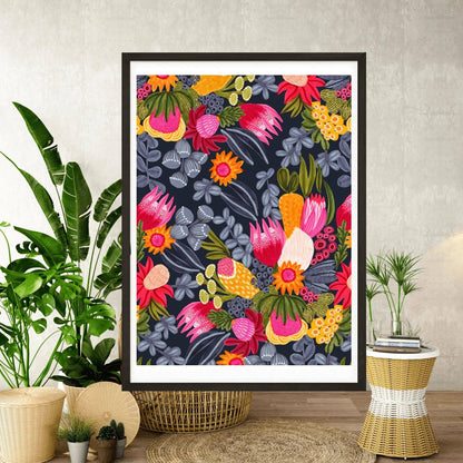White Protea & Bush Flowers Art Print Kirsten Katz