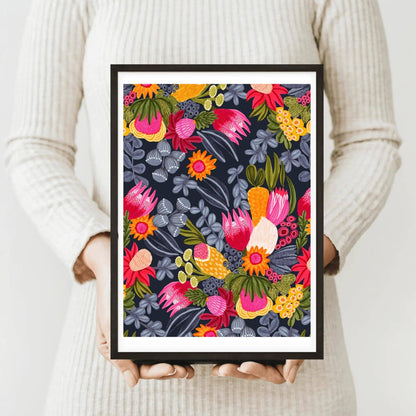 White Protea & Bush Flowers Art Print Kirsten Katz