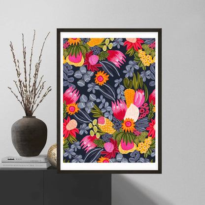White Protea & Bush Flowers Art Print Kirsten Katz