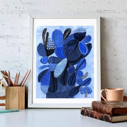 Wild Blue Bunch Abstract Art Print - Kirsten Katz