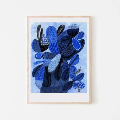 Wild Blue Bunch Abstract Art Print - Kirsten Katz