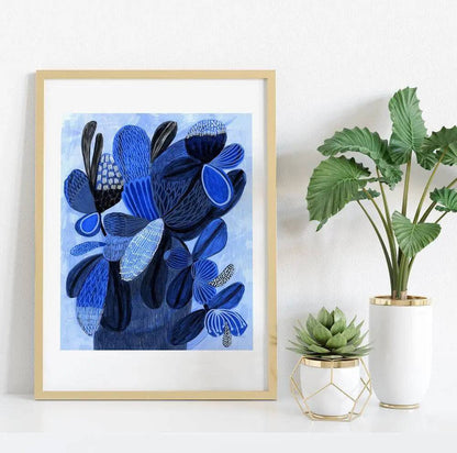 Wild Blue Bunch Abstract Art Print - Kirsten Katz