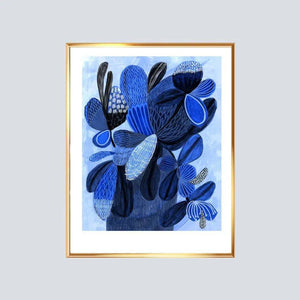 Calm blue native flower wall art by Kirsten Katz