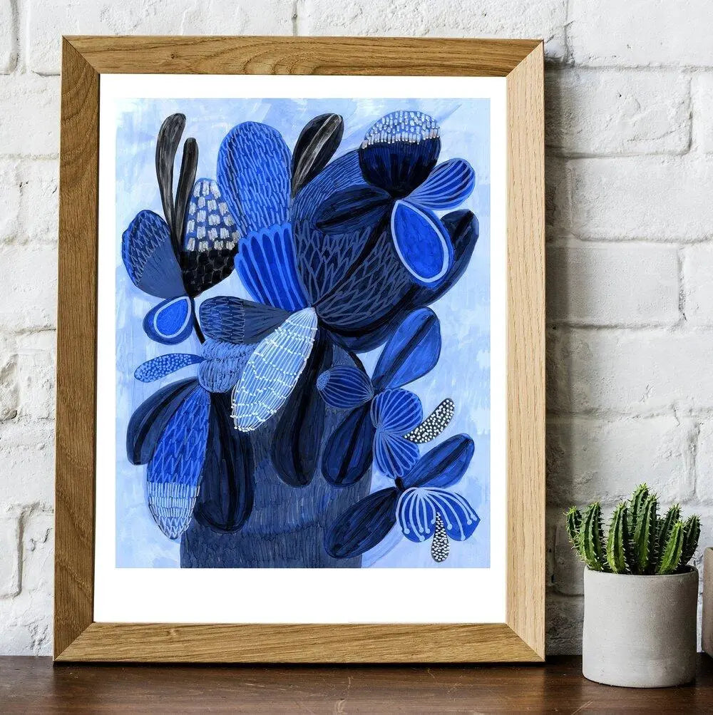 Wild Blue Bunch Abstract Art Print - Kirsten Katz
