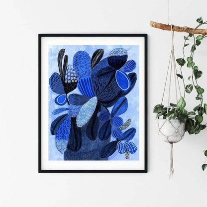 Wild Blue Bunch Abstract Art Print - Kirsten Katz