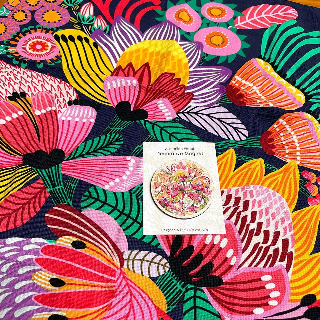 Wild Proteas Gift Set: Tea Towel & Wooden Magnet Kirsten Katz