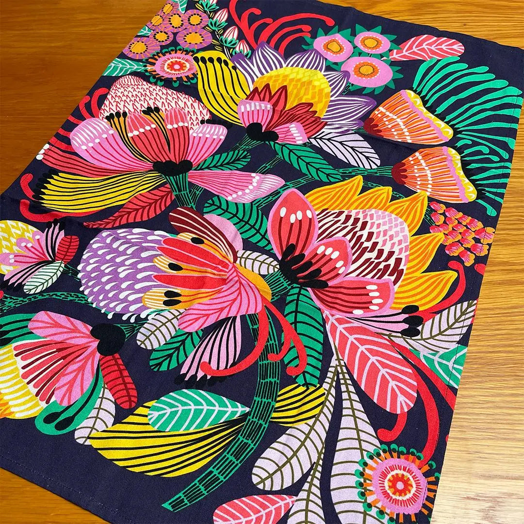 Wild Proteas Tea Towel & Coaster Set - Kirsten Katz