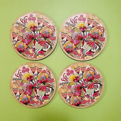 Wild Proteas Wooden Coasters - Kirsten Katz